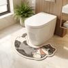 Cozy U-Shaped Bath Mat Cartoon Cat Pattern Bathroom Rug Washable Absorbent Mat Home Decor