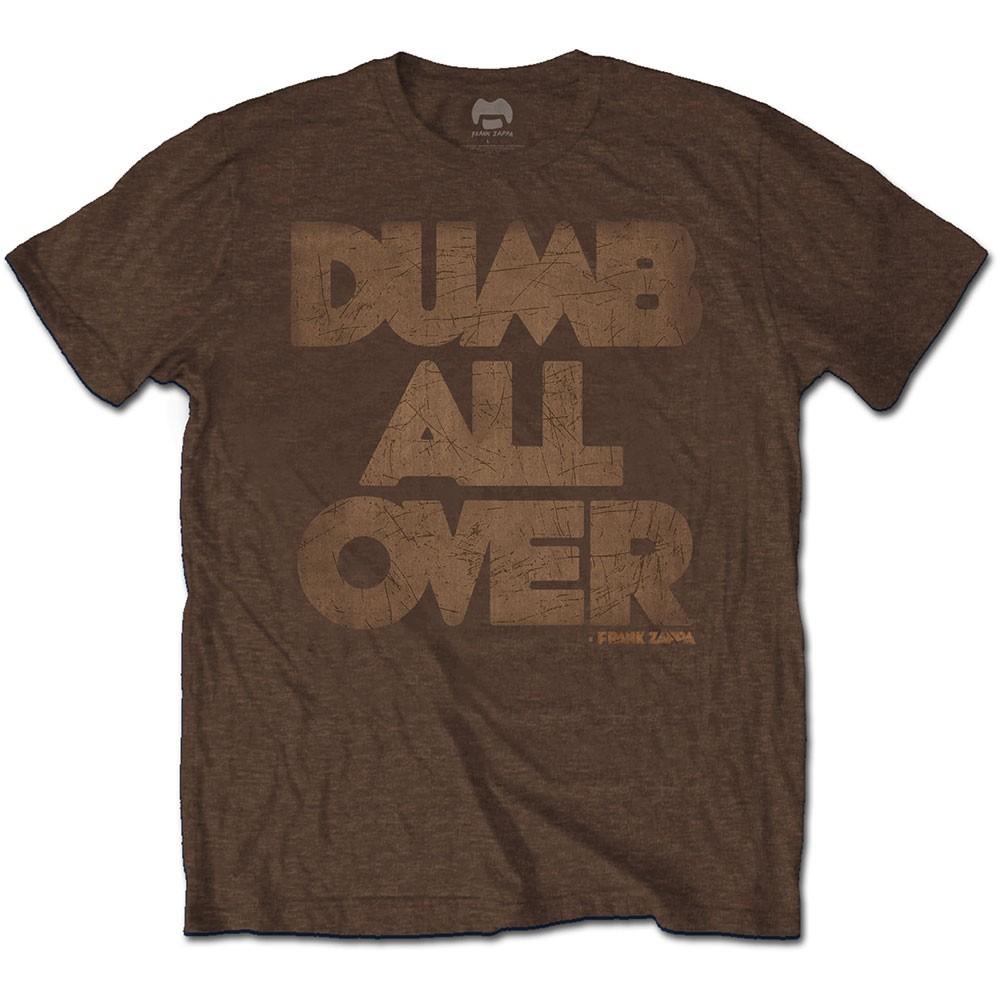 Men s Frank Zappa Dumb All Over T-shirt Small Brown 2XL