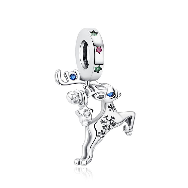 Original 925 Silver Charms Christmas Santa Reindeer Pendant Beads Fit Bracelets Necklaces Women DIY Jewelry Gift