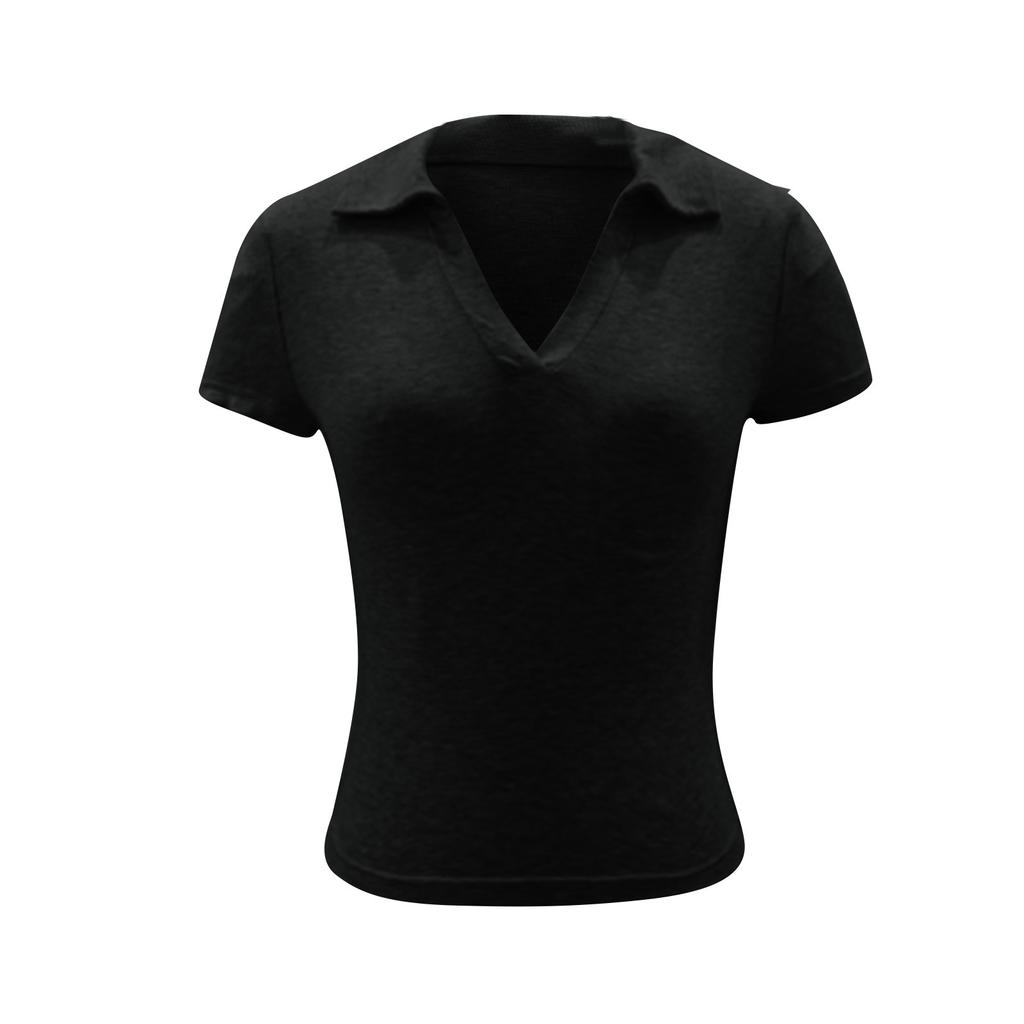 Damen Casual Slim Fit Stricktop mit offenem Nabel und kurzen Ärmeln