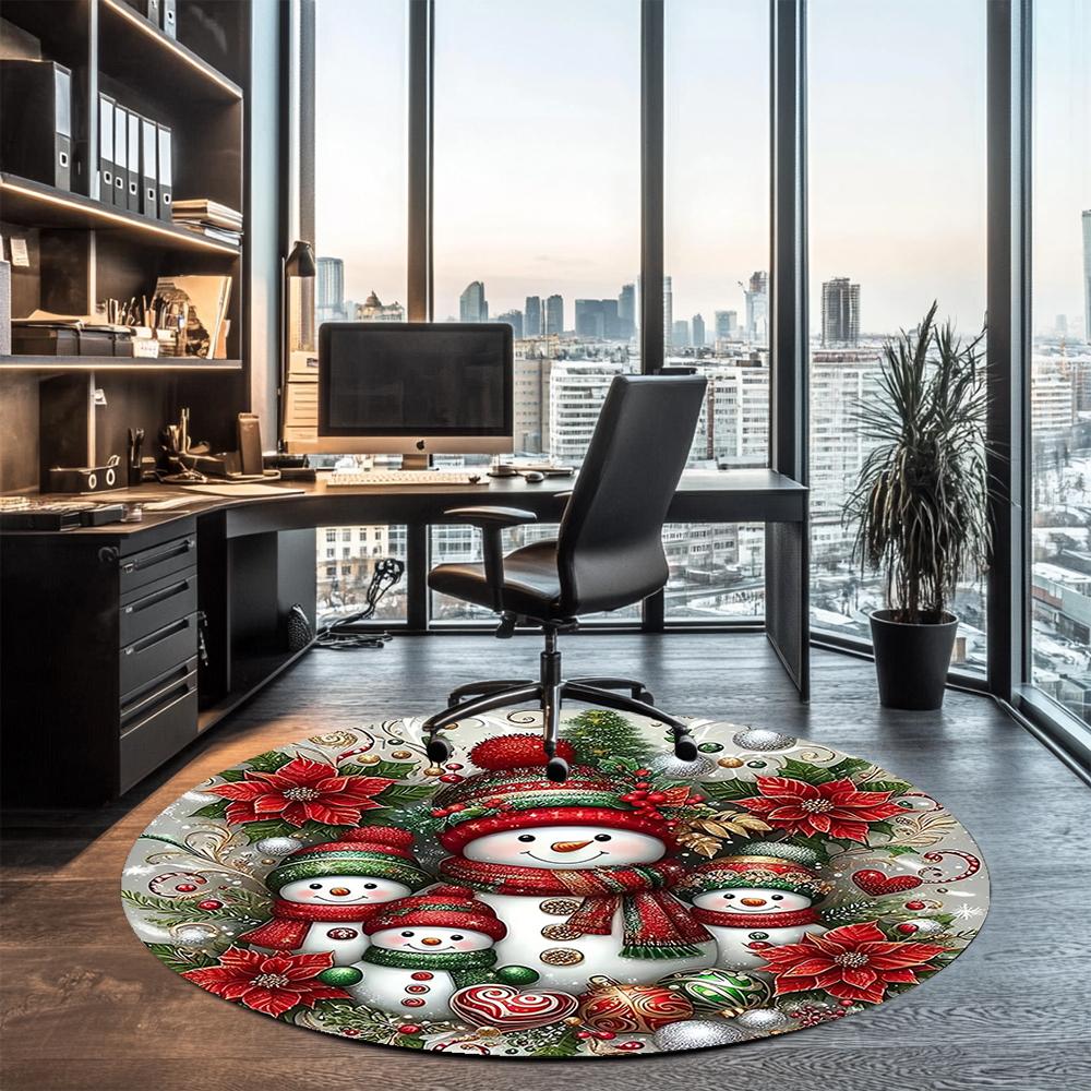 Christmas Printed Round Rug Carpet Chair Rug Area Rug Entryway Doormats,for Office Chair Living Room Bedroom Kitchen Room.