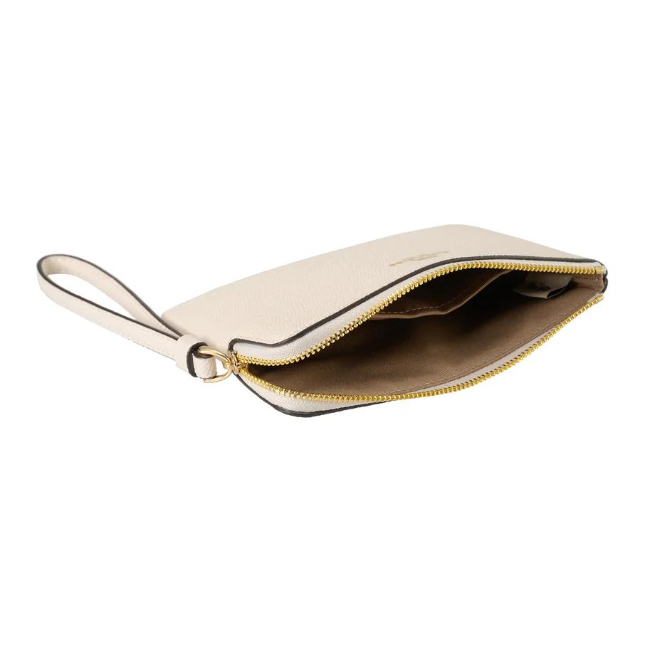 Coach Corner Zip 16 Metal Logo Zipper Wristlet Women Wristlet White CV396-IMCHK