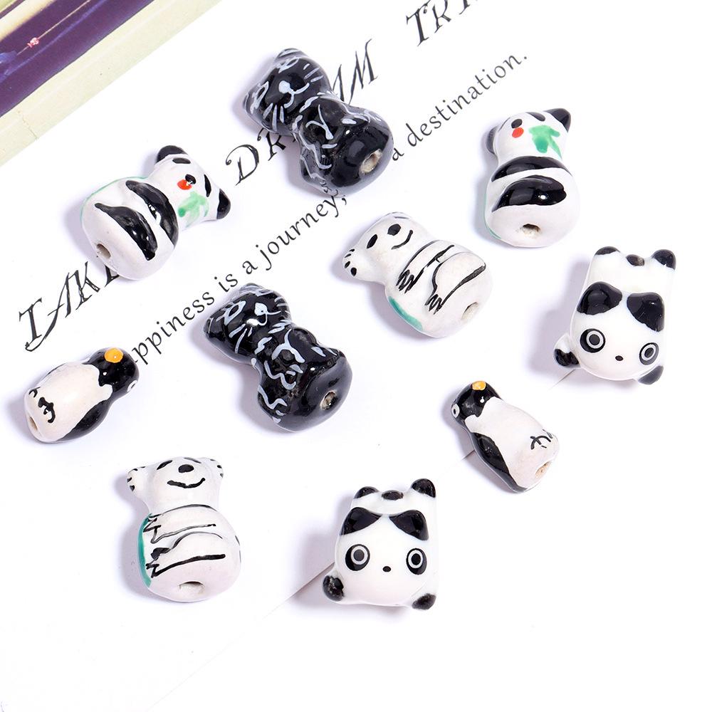

Hand-Painted Ceramic Animal Pendants - Rabbit, Red Panda, Kitty