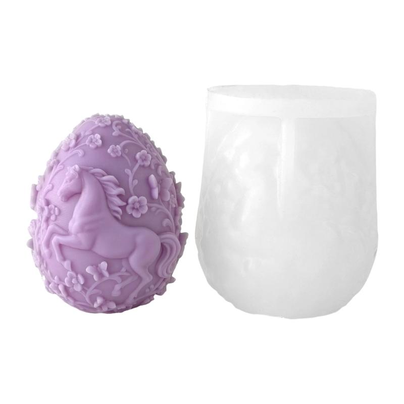 

Embossed Horse Easter Eggs Shape Silicone Molds Heat Resistant for Resin Casting Making Candle Soap Home Decoration 1