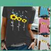 Camiseta Básica Elegante para Mujer con Estampado Floral de Margarita Blusa Versátil de Manga Corta Para Uso Casual