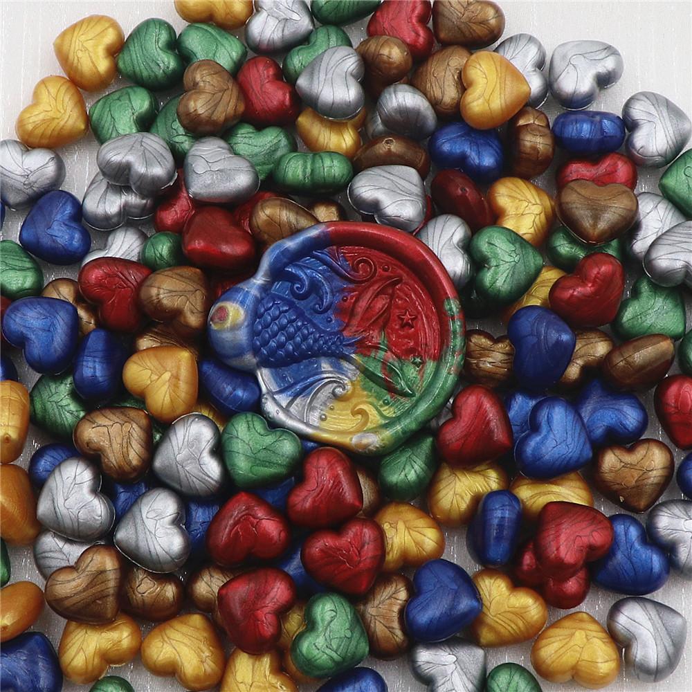100pcs Fat Love Lacquer Wax Grains Heart-shaped Mixed Color DIY Hand Accounts Envelopes Sealed Wedding Invitation Decoration