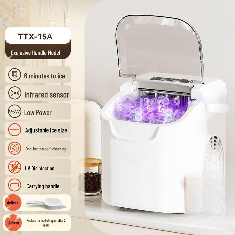 Compact 12KG Automatic Round Ice Cube Maker for Home, Dormitory, or Markets
