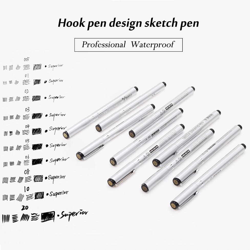 Premium 10pcs Micron Neelde Drawing Fine Line Pen Hand Lettering Pens Waterproof Pigment Sketch Markers Pen for Design Art Supplies