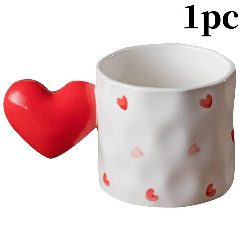

1/2 шт. креативная кружка с ручкой в виде сердца, симпатичная керамическая кружка ручной работы, стильные чашки для воды, молока, чая, кофе, подарок на День святого Валентина 301-400ml