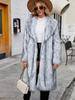 Europe beautiful women autumn and winter new imitation fox hair long coat coat women's casual coat