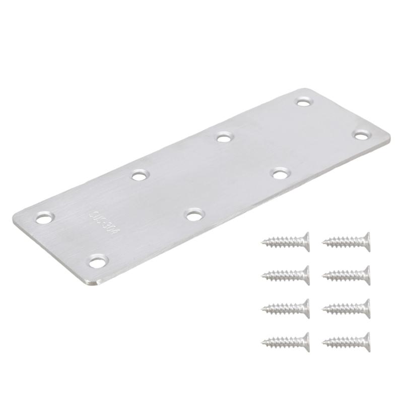 4Pcs Stainless Steel Metal Straight Brackets With Screws Repairing Mending Plate for Wood Furniture Easy To Install