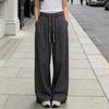 Women's Summer Yamo Wide-Leg White Pants: Casual, Loose-Fit, Milk Puff Texture