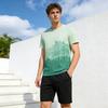 2Pcs/Set Men Summer Outfit O-neck Short Sleeve Printing T-shirt Elastic Drawstring Waist Shorts Set Loose Fit Quick Drying Sportswear