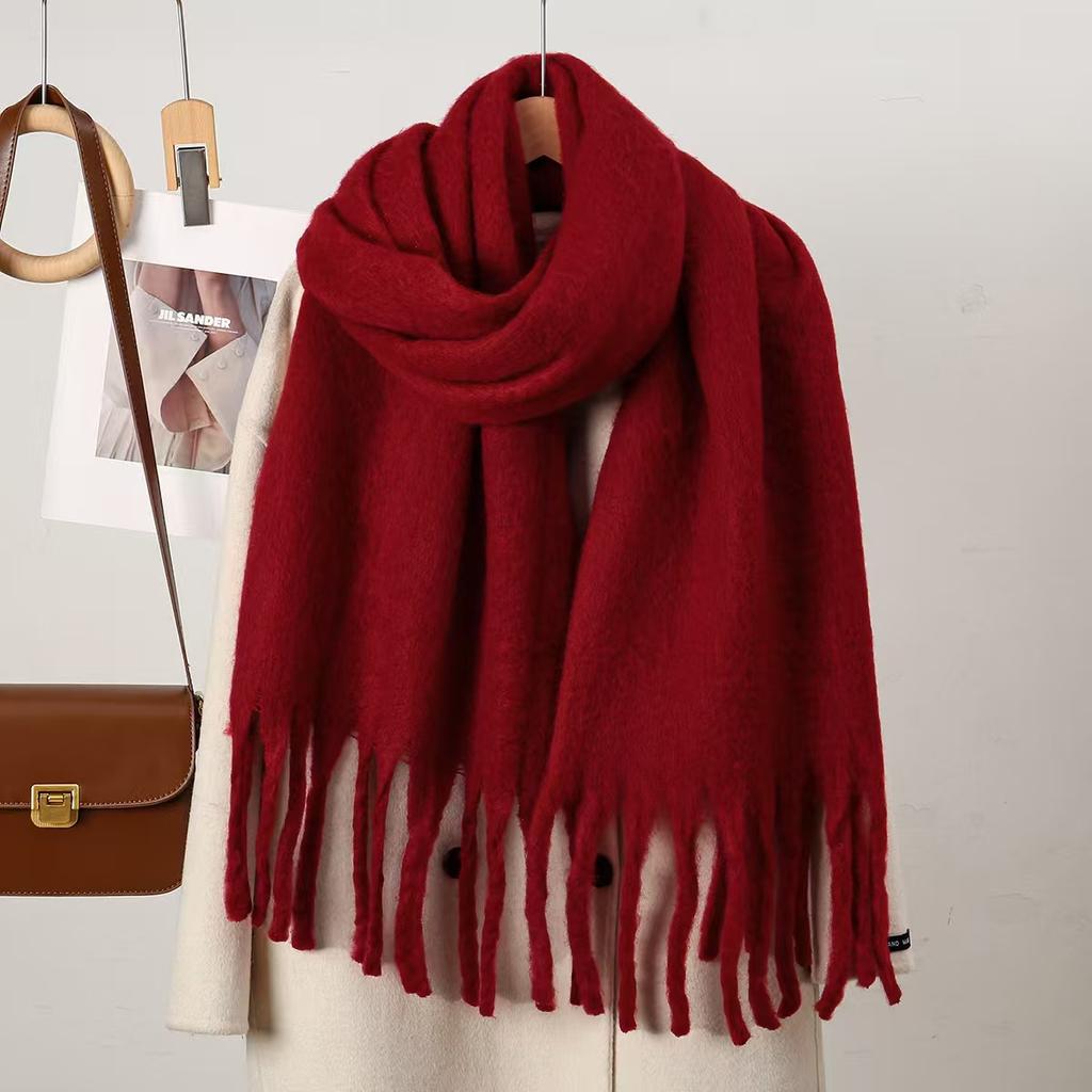 Winter Solid Color Tassels Cashmere Scarf Keep Warm Woman Pashmina Shawl Ladies Fashion Long Scarves Wraps  210*30Cm
