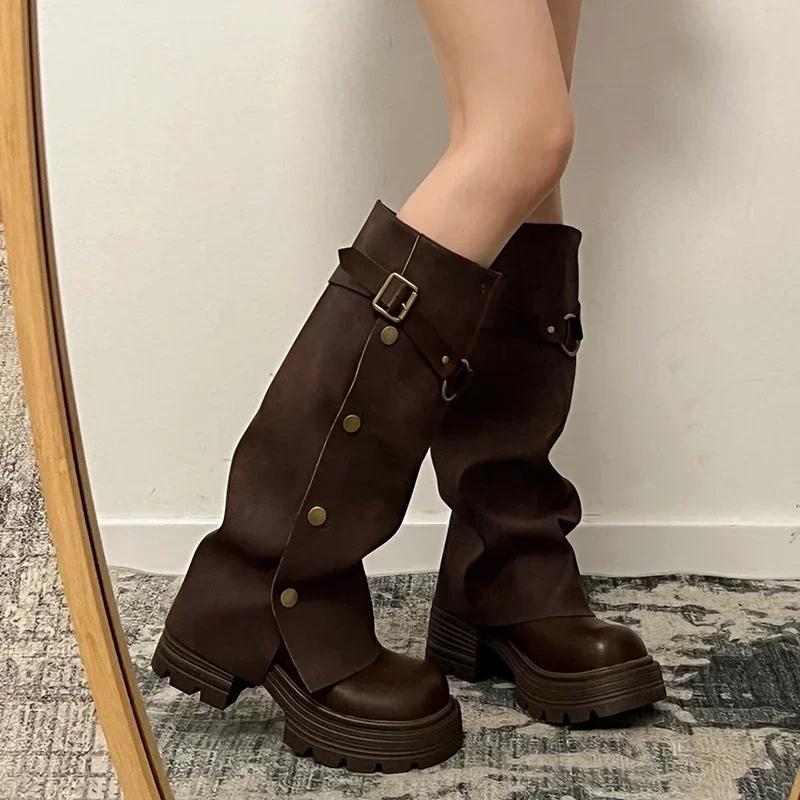 Fashion Winter Short Plush Women Knee High Boots Fashion Slip On Knight Long Booties Ladies Casaul Platform Heels Botas Mujer