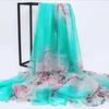 Asciugamano da Spiaggia Oversize in Chiffon Primavera e Autunno Donna Protezione Solare Sciarpa Floreale con Motivo Broccato Sciarpa Lunga