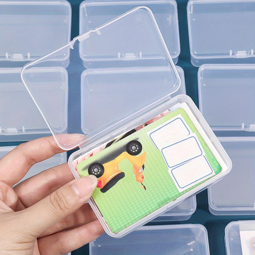 12 Stück Klare Spielkarten-Aufbewahrungsbox mit Deckel Stapelbarer Mini-Kunststoffbehälter für Visitenkarten-Clips Schreibtisch-Organizer