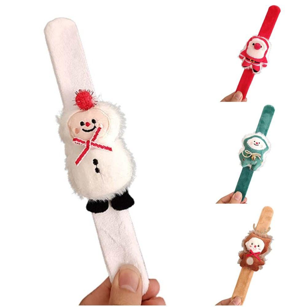 Snowman Santa Wristband With Clap Circle Elk Slap Bracelets Christmas Gifts