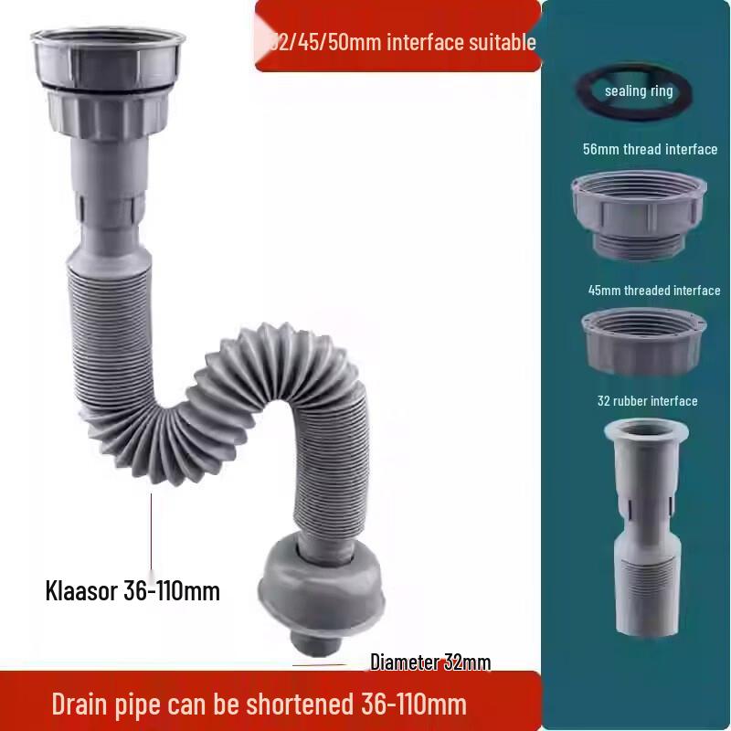 LANGZHIWEN Rubber Coated Kitchen Sink Drain Pipe Extension, 4-Pack