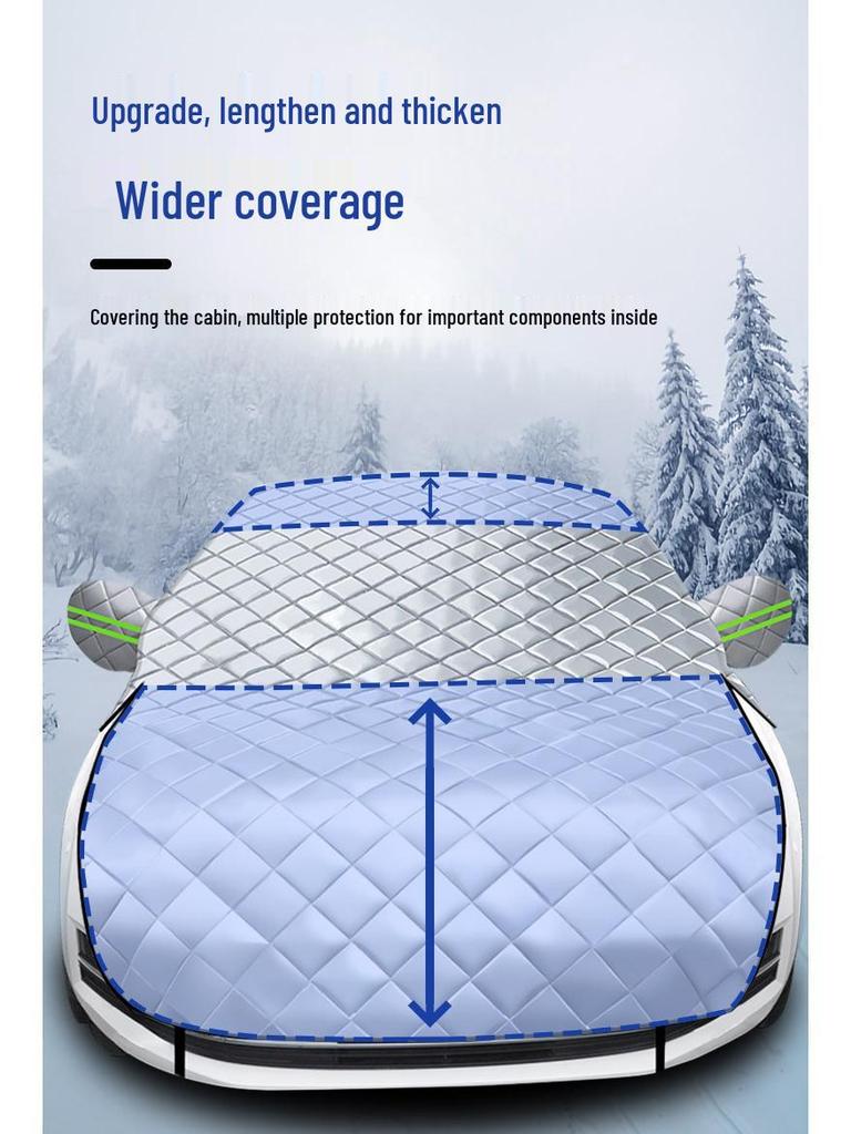Universal Half Car Cover for Winter: Anti-Frost and Anti-Snow Protection for Front Windshield.