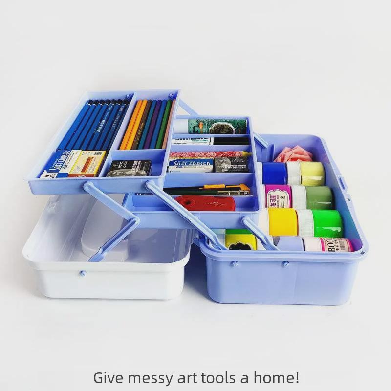 Large Capacity 3-Layer Transparent Art Tool & Pencil Storage Box