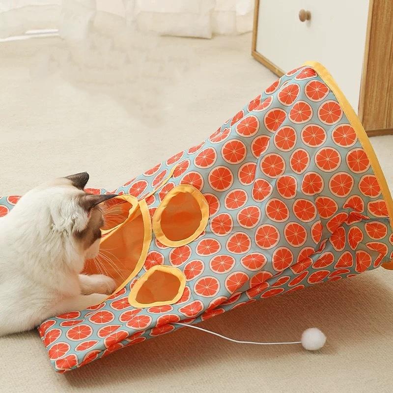 Cat Toys Drilling Bag Cat Stick Collapsible Cat Tunnel Rattling Paper Chewable Hairball Cat Toys