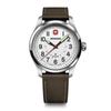 WENGER TERRAGRAPH Stainless Steel Case White Brown Leather Quartz 100m Water Analog Men's Watch, (316L), Dial, Strap, Movement, Resistance,