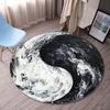 3D Yinyang Print Round Area Rug - Non-Slip, Polyester Carpet for Living Room & Bedroom Decor - Perfect Christmas or BirthdayGift