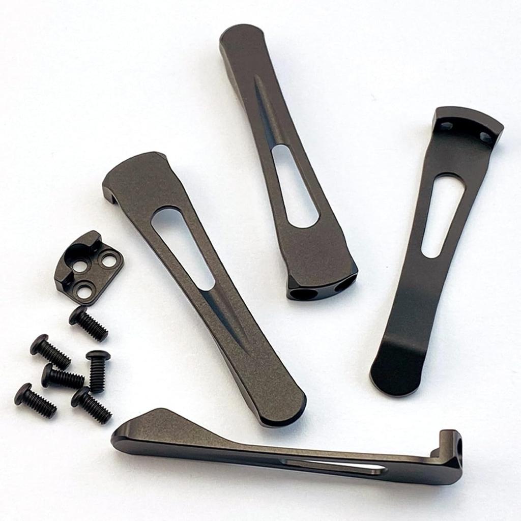 Deep Carry Clip Sets for Spyderco Standard Modular V2 Machined C81/C223 CNC Titanium with Screws,Pocket Clips (Black)