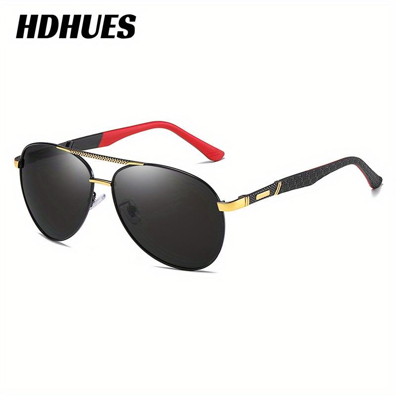 HdHues Unisex Retro Large Frame Double Beam Spring Leg Polarized Driving Sunglasses, UV400