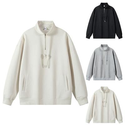 Men's Half Zipper Men's Hoodie Loose Stand Collar Casual Jacket Fall Men's Pullover