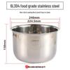 Pentola interna per cuociriso in acciaio inossidabile 304 per uso alimentare (2L/3L/4L/5L) - Addensato e Senza Rivestimento
