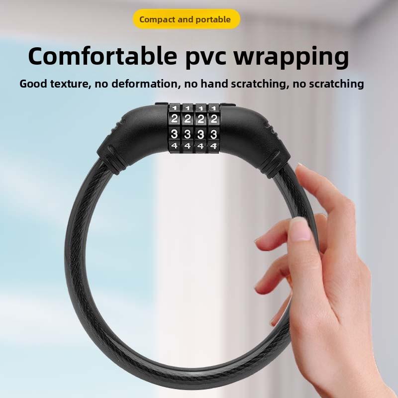4 Digital Code Bicycle Cable Lock Anti-theft Alloy Steel MTB Road Bike Cable Code Combination Password Lock Security Padlock