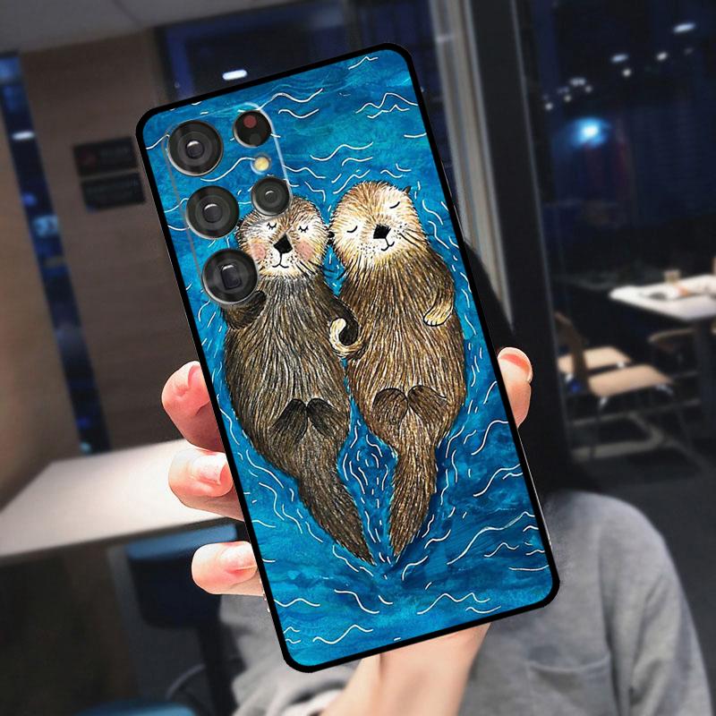 Cute Cartoon Otter Case For Samsung Galaxy S22 S23 Ultra S21 S20 FE S9 S10 Note 10 Plus Note 20 Ultra Cover