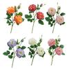 Artificial Rose with Green Leaves 3 Head Realistic Long Stem Fake Flower Home Wedding Party Faux Flower Decoration Valentine's Day Gift