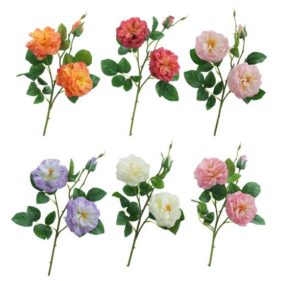 Artificial Rose with Green Leaves 3 Head Realistic Long Stem Fake Flower Home Wedding Party Faux Flower Decoration Valentine's Day Gift