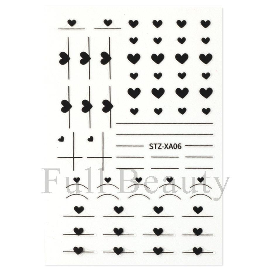 Nail Art Stickers Ins Valentine's Day Black Spades Love Line French Smile Adhesive Nail Stickers