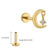 Right Grand ASTM F136 Titanium 16G CZ Moon Cartilage Earring Tiny Crescent Moon CZ Dangle Helix Tragus Conch Stud Ear Piercing