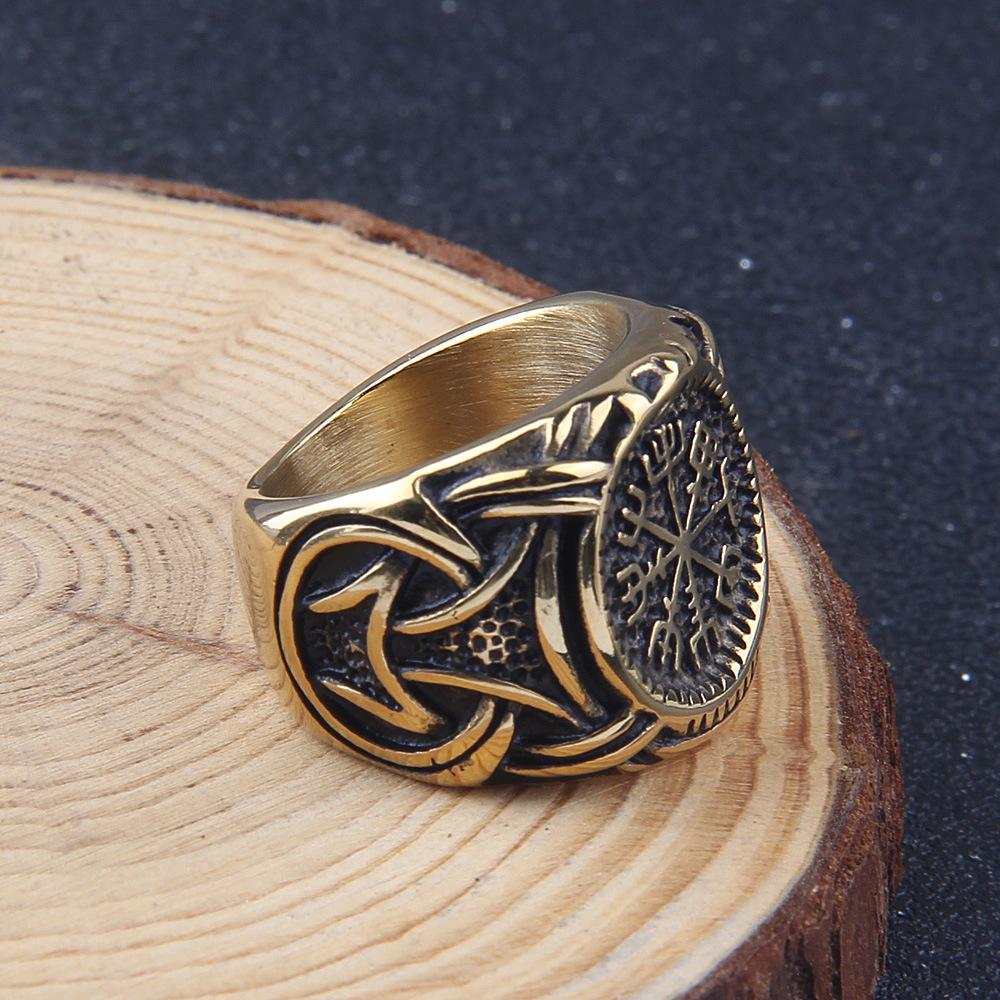 Viking Rings Norse Compass Ring Stainless Steel Accessory Guardian Protection Amulet