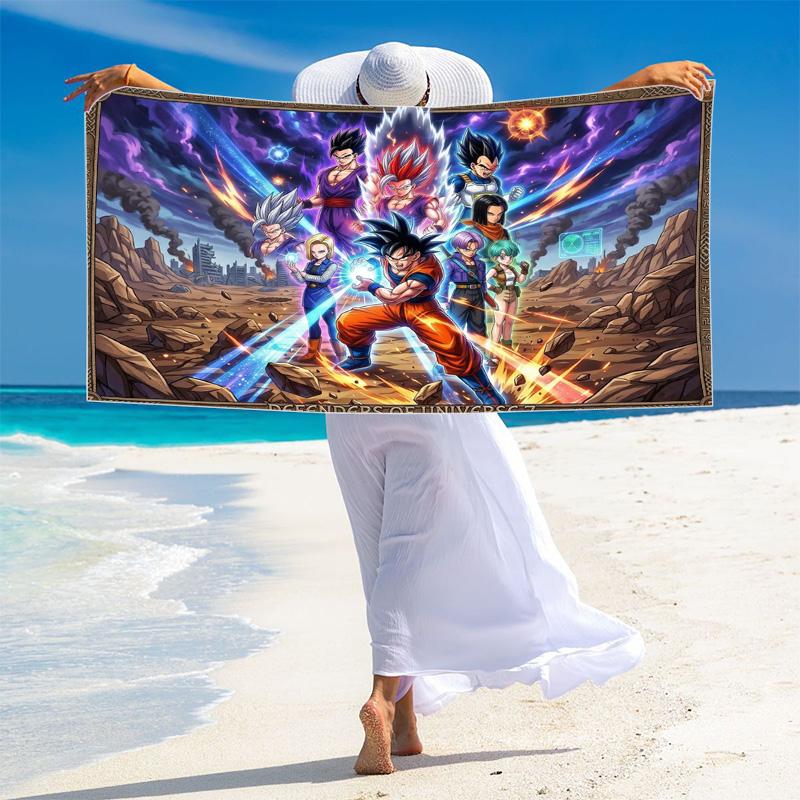 Son-Goku Print Beach Towel, Large Soft Quick Dry Towel for Beach Camping Swimming