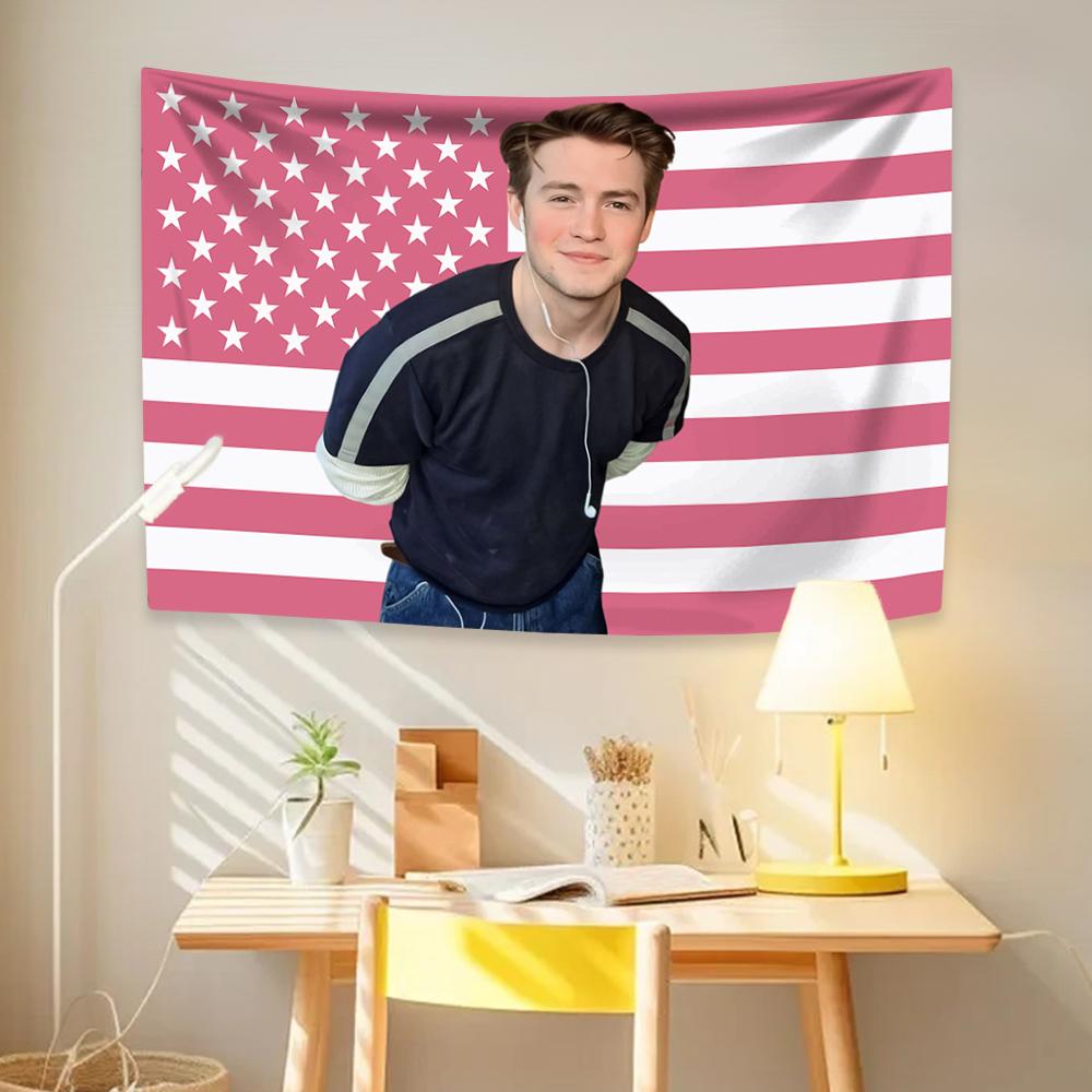 Kit Connors Tapestry American Flag Famous Actor Home Decor Wall Hanging Covering Cloth Bedroom Dorm Background Fans Gift