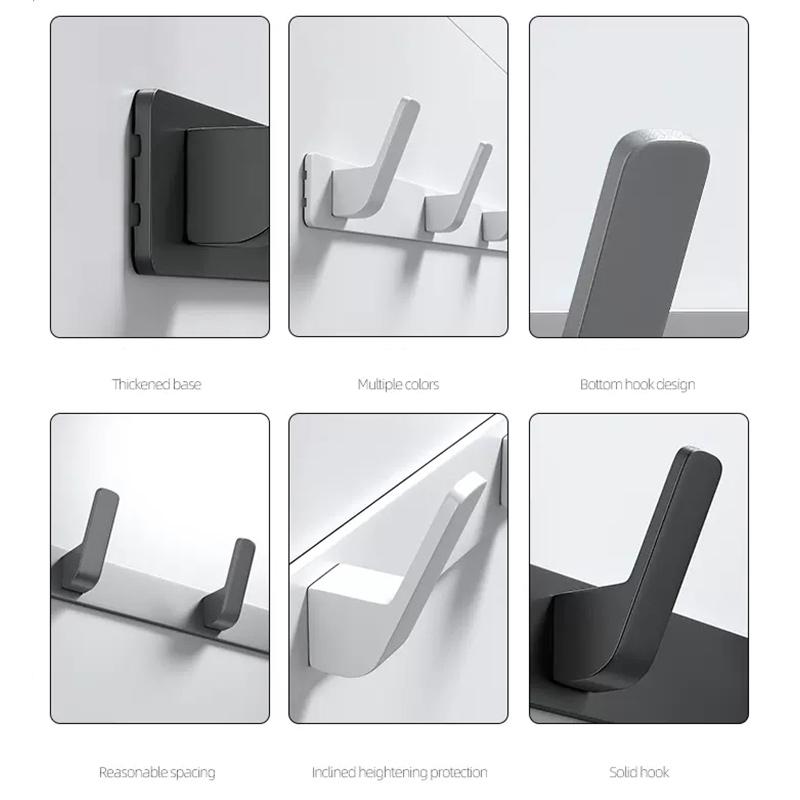 YUNJIEYA Black/White Door Hooks Clothes Hook Hanger Shelf Organizer Storage Shelf Shower Wall Rack Kitchen Bathroom Accessories
