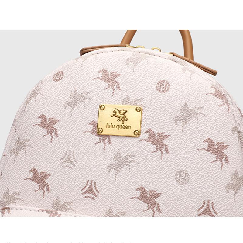 2025 Fashion Women Backpacks With Bear Ornament Small Outdoor Travelling Daypacks For Ladies Pegasus Print Commuting Backpack