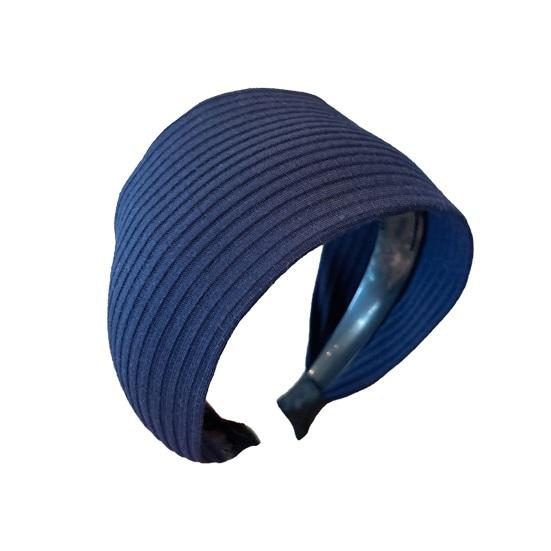 

Women Headband Vertical Pit Texture Soft Fabric Wide-Brimmed Hair Hoop Autumn Winter Makeup Washing Face Hair Accessory темно-синий