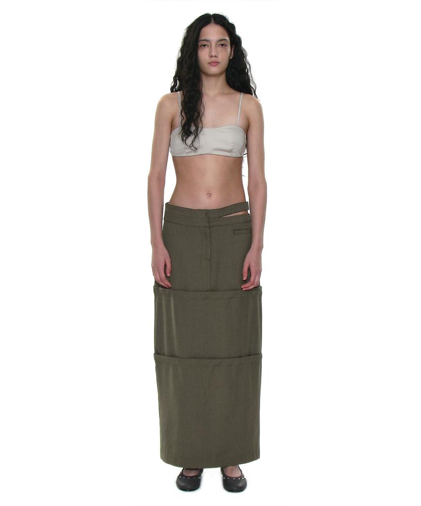 Partimento Woman Multiway Double Waist Transform Skirt_Khaki
