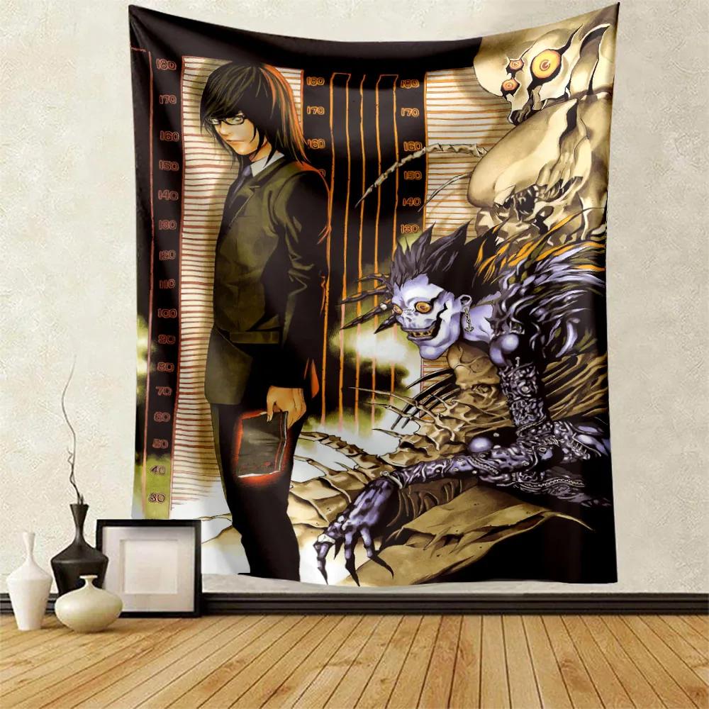 Death Note Main Character Collage Wall Tapestry L Misa with Shinigami Accents Room Decor for Seinen Anime Mystery Fans