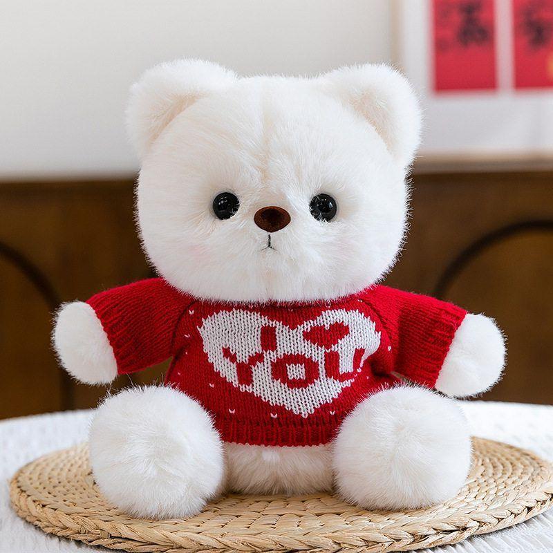 Wear Clothes Bear Plush Toy With Embroidered Heart Design For Kids And Adults Gift