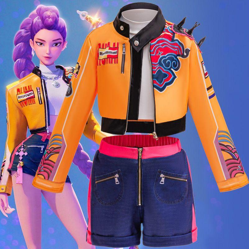 Good looking K-Pop Rumi Zoey Mira Demon Hunter Cosplay pop singer cosplay costume girl Halloween stage 3D printed costume