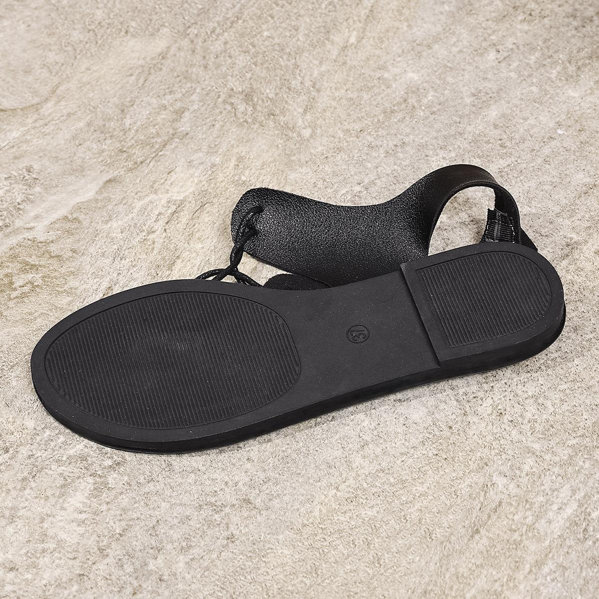 

Сандалии большого размера на плоской подошве, простые сандалии с закрытым носком и узором «ёлочка», повседневные пляжные сандалии на плоской подошве. 36 чёрный