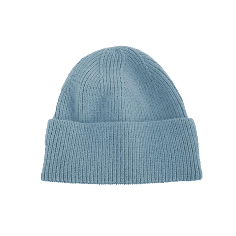 Wool Hat Women's Autumn and Winter Simple Solid Color Warm Hemming Thickened Pullover Cold Hat Men's Knitted Hat
